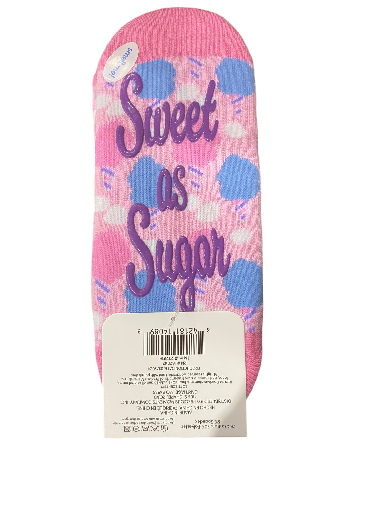 Precious Moments, Anti-Slip, Ballet, Cotton Candy, Print, Scented, Socks - Freeman Liquidators