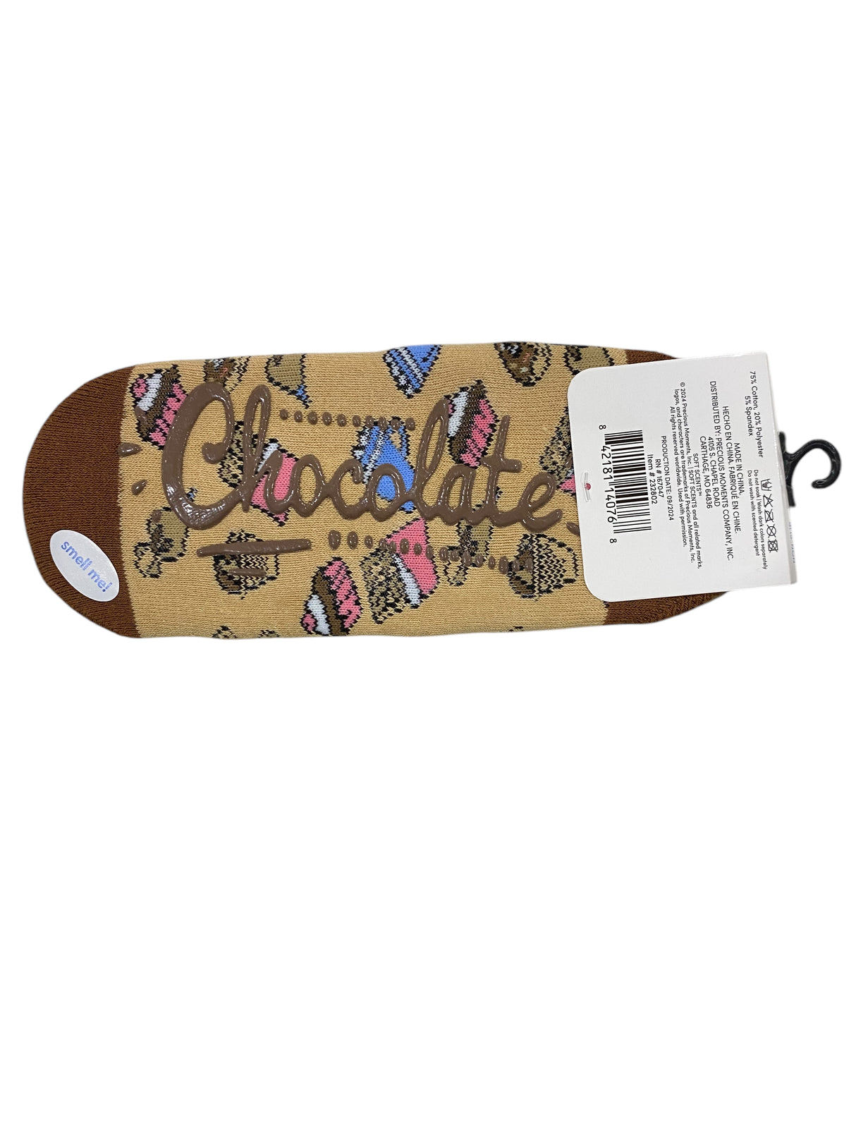 Precious Moments, Anti-Slip, Ballet, Chocolate, Print, Scented, Socks - Freeman Liquidators
