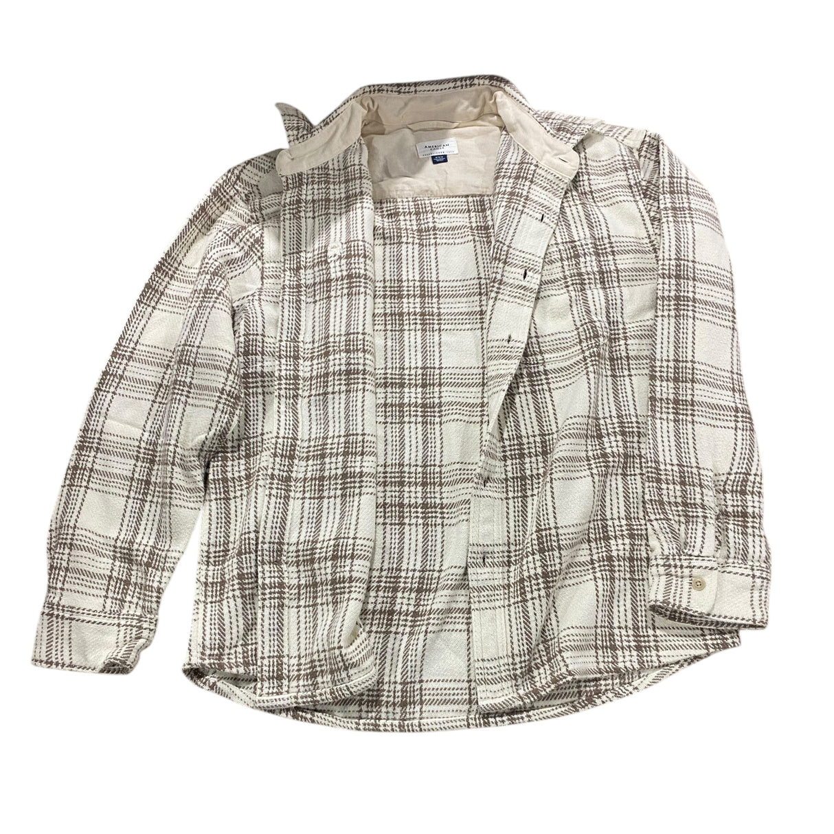 AE, Men's, Textured, Flannel, Shirt, Medium, Cream - Freeman Liquidators