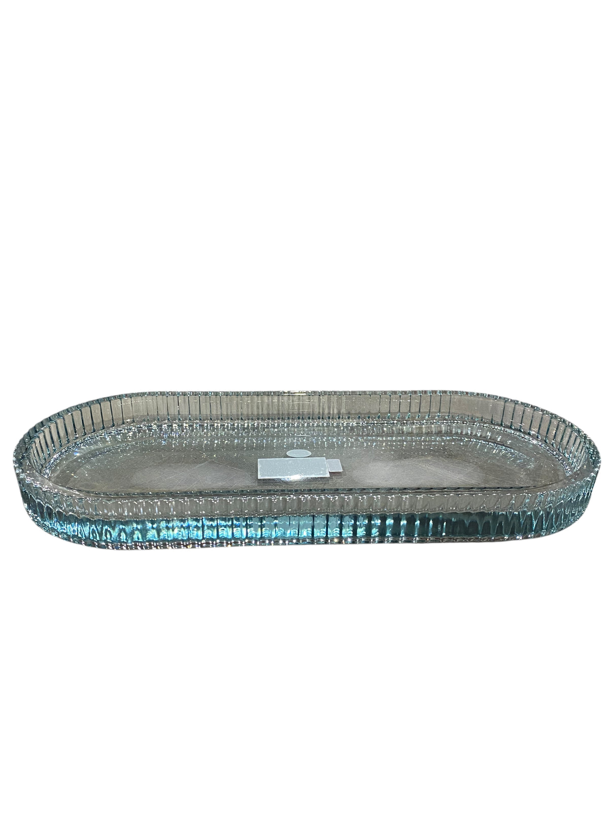 Sonoma, Ribbed Glass, Tray, Aqua - Freeman Liquidators