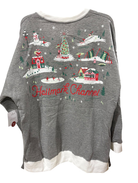 Hallmark Channel, Comfy, Cozy, Merry, Gray, Sweatshirt, XXL