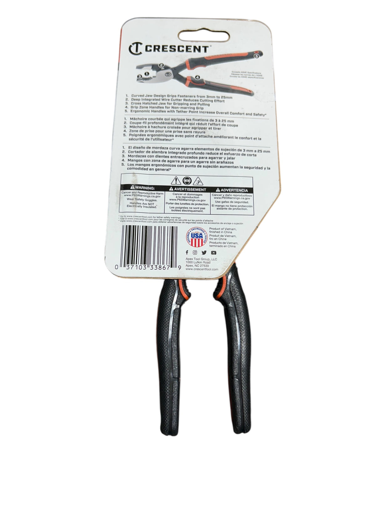 Crescent, 6" Slip Joint Plier, Cushion Grip, HTZ26CG - Image 2