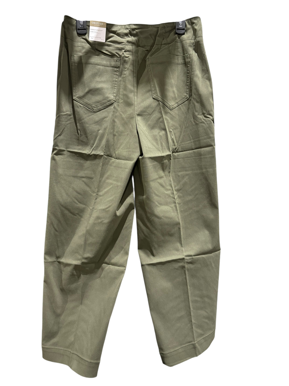 Chico's, Women's, Contrast Stitch, Pull On, Wide Leg, Pants, Green