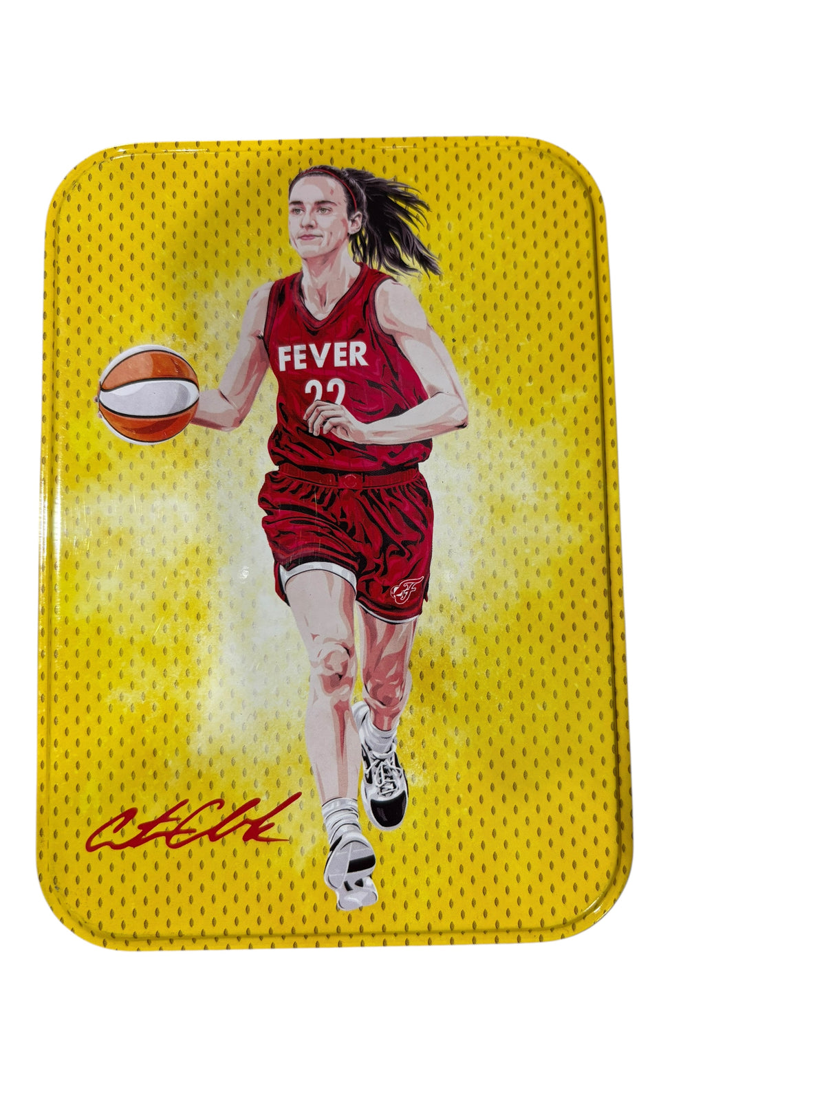 WNBA, Caitlin Clark, Collectible Tin, Empty, NO CARDS, Red/Yellow