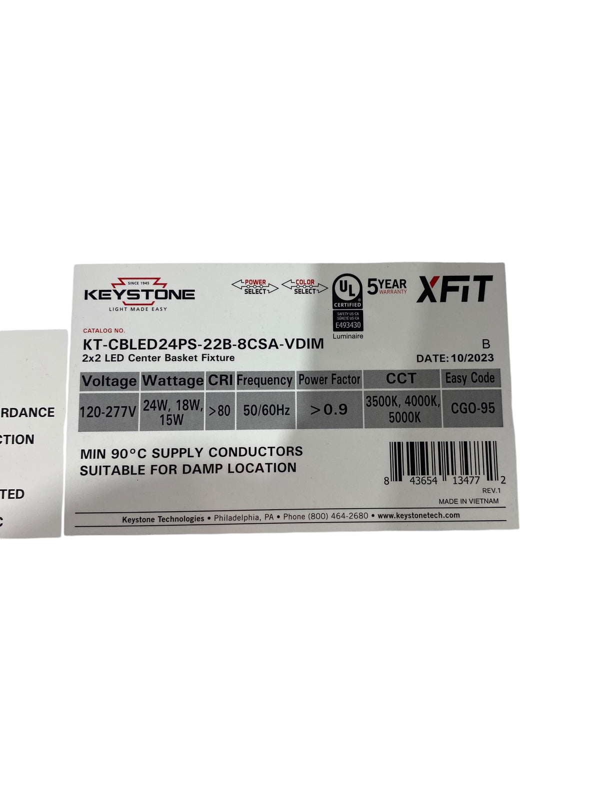 Keystone, Fixture, 2x2, LED, Center, Basket, Troffer, 055-3,120 Lumens, 120-277V - Freeman Liquidators