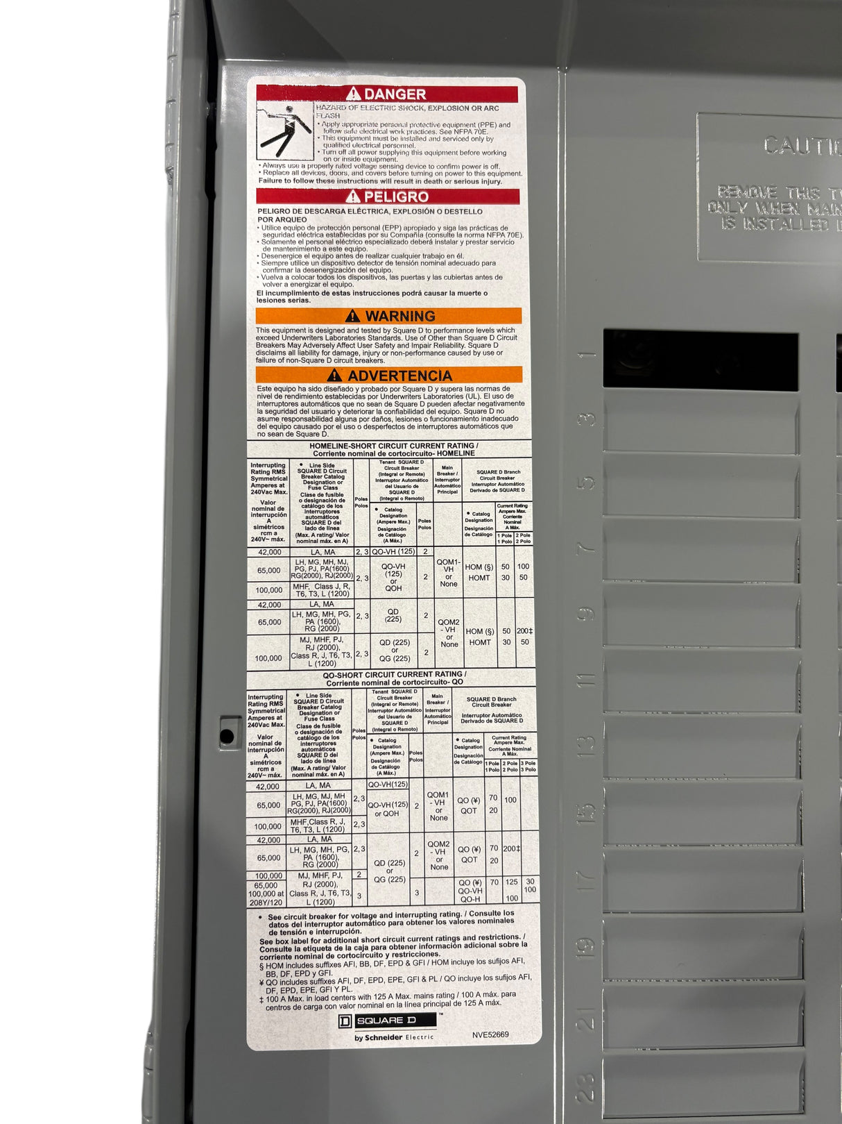 Square D, QO124L125PGRB, QO Plug On Neutral, Circuit Breaker Load Center
