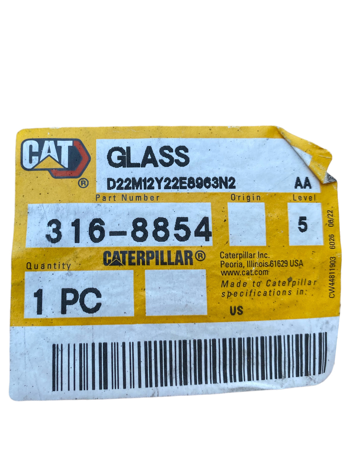 Caterpillar, 316-8854, 5mm Thickness, Green Safety Glass - Freeman Liquidators