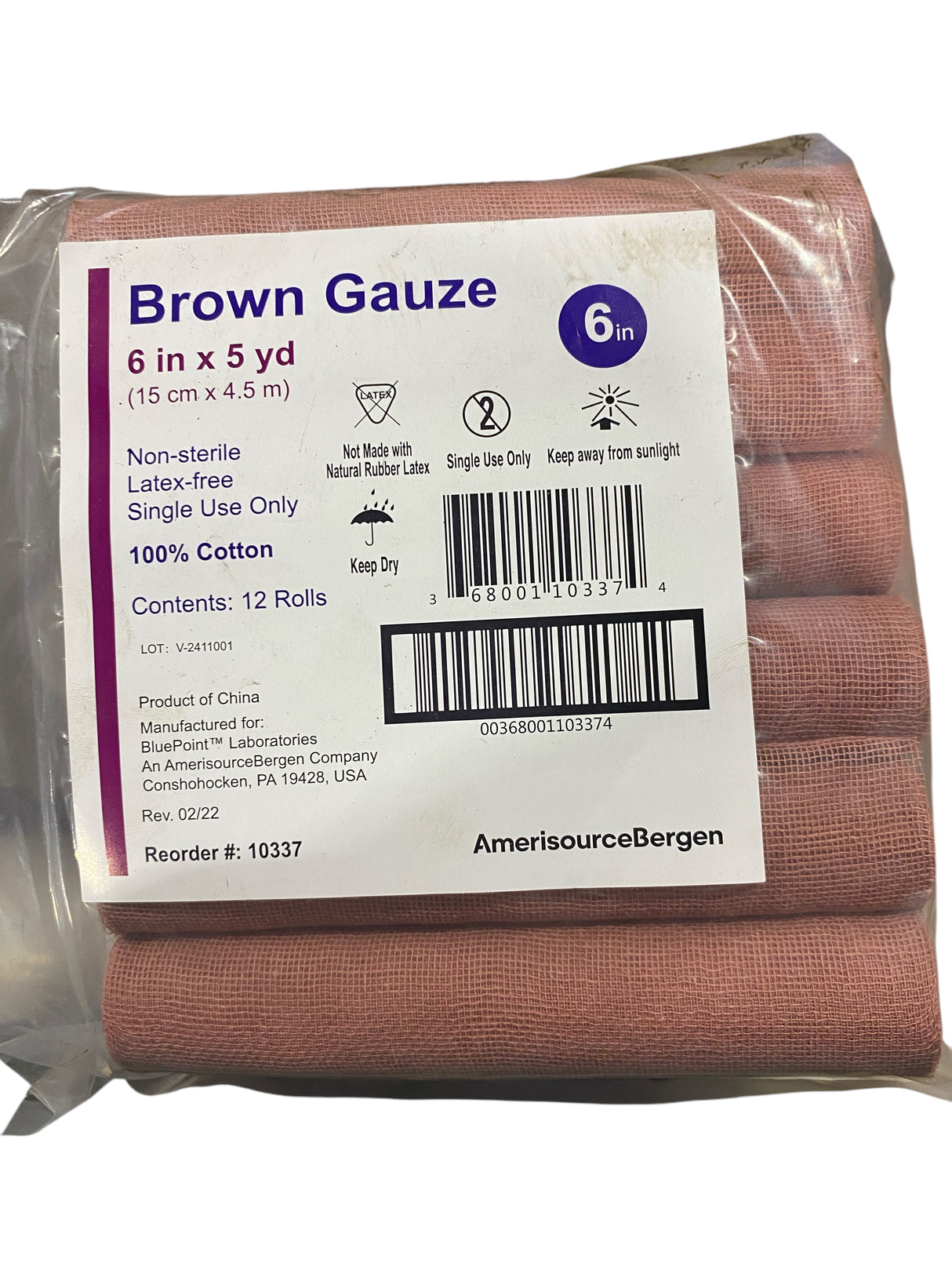 Brown, Gauze, 6" x 5 yd, 12 pack - Freeman Liquidators