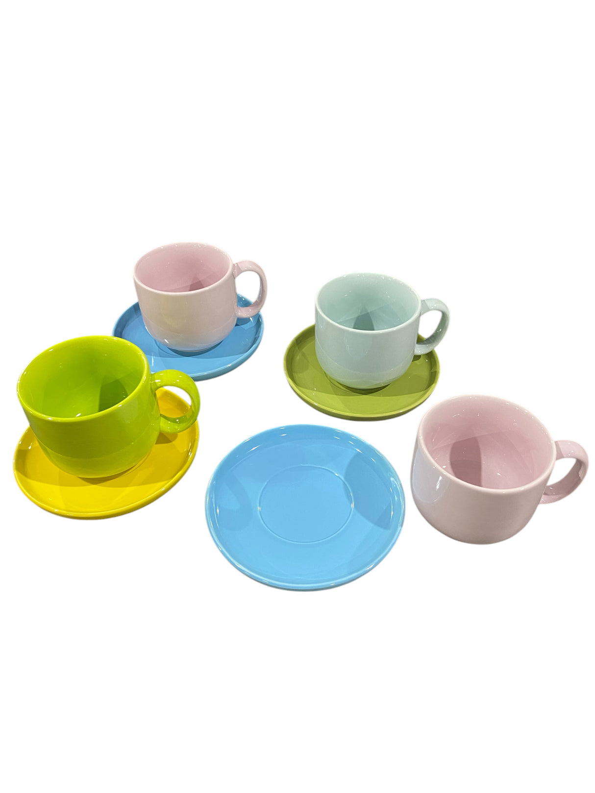 Hazel Mazel, Stoneware, Mug, Saucer, Set of 4 - Freeman Liquidators