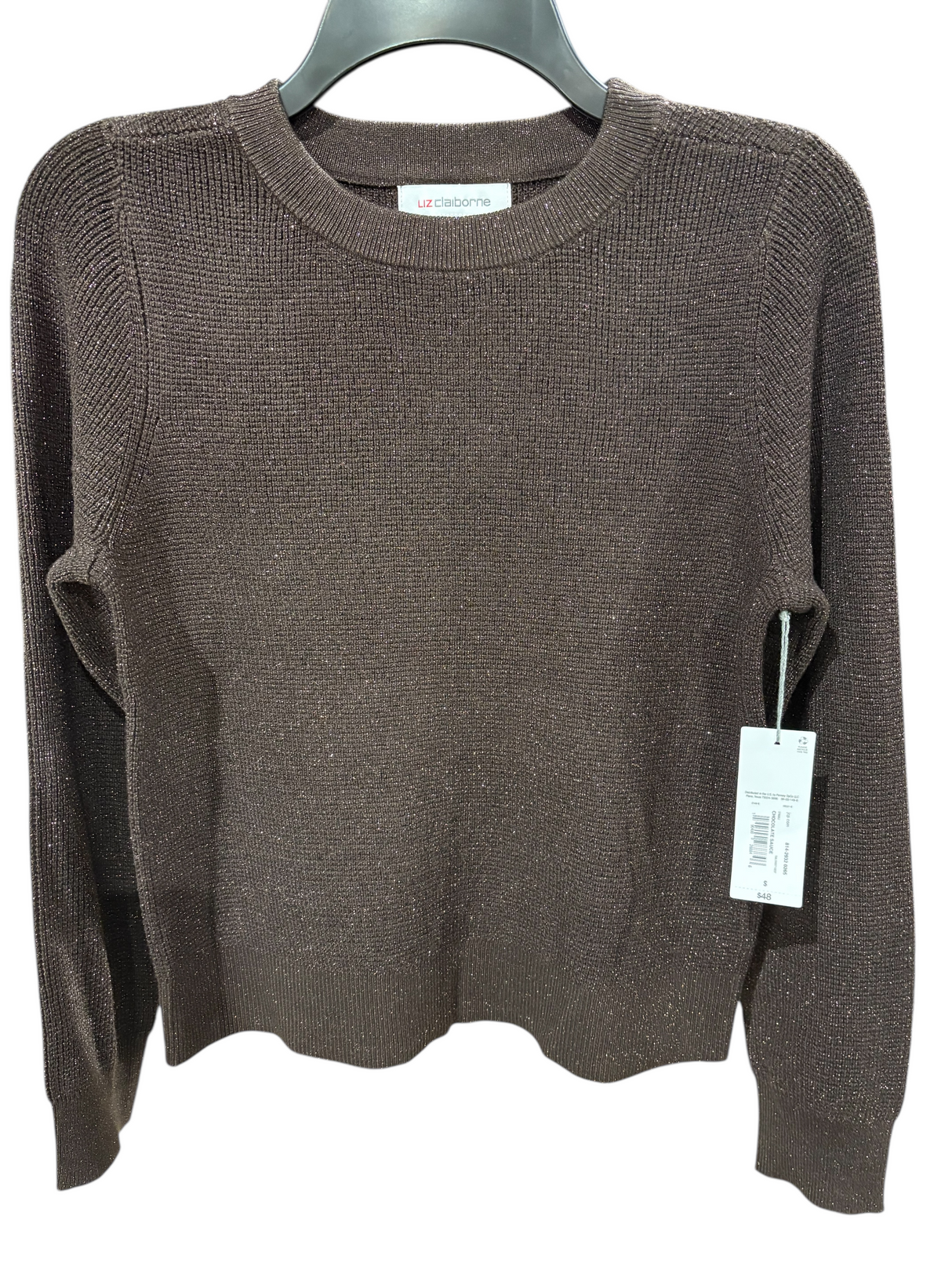 Liz Claiborne, Women's, Crew Neck, Long Sleeve, Pullover Sweater, Chocolate