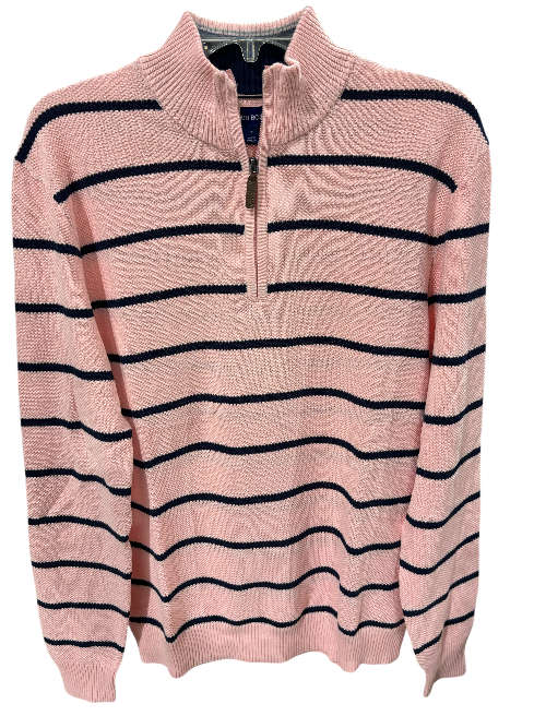 Club Room, Men's, Finley Stripe, Cotton, Piqué, Half Zip, Sweater, Pink