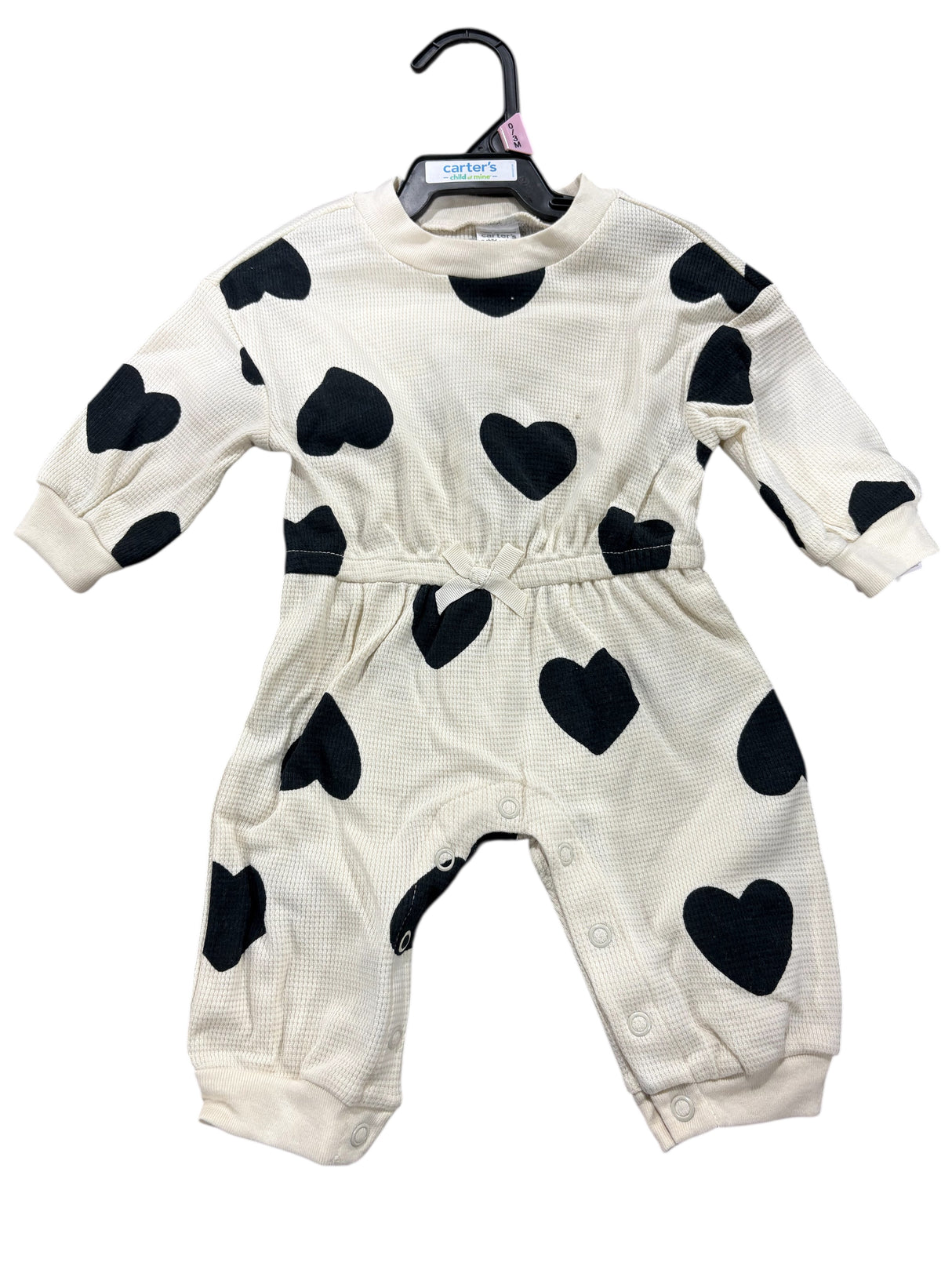 Carter's, Toddler Girl, Jumpsuit, Cream, Black Hearts