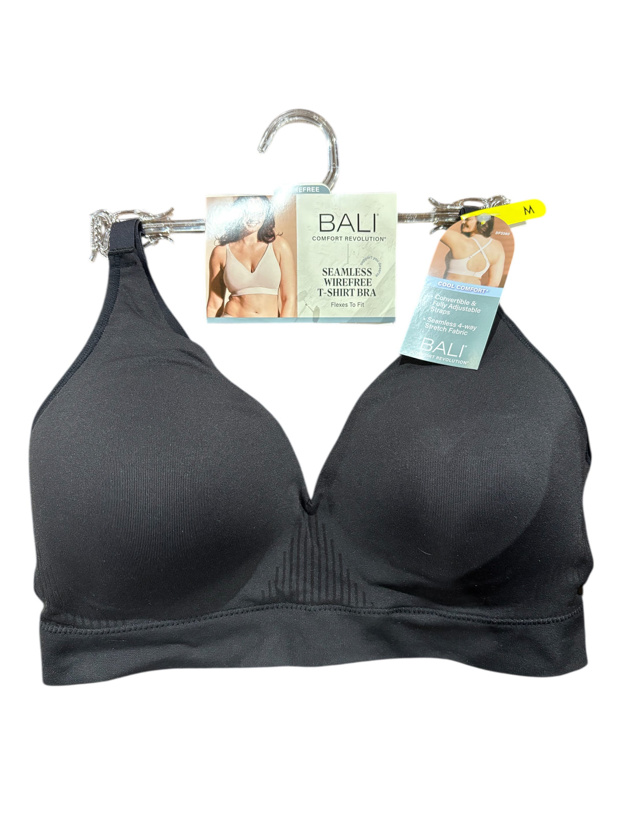 Bali, Seamless, Wirefree, T-shirt, Bra, Black, Medium