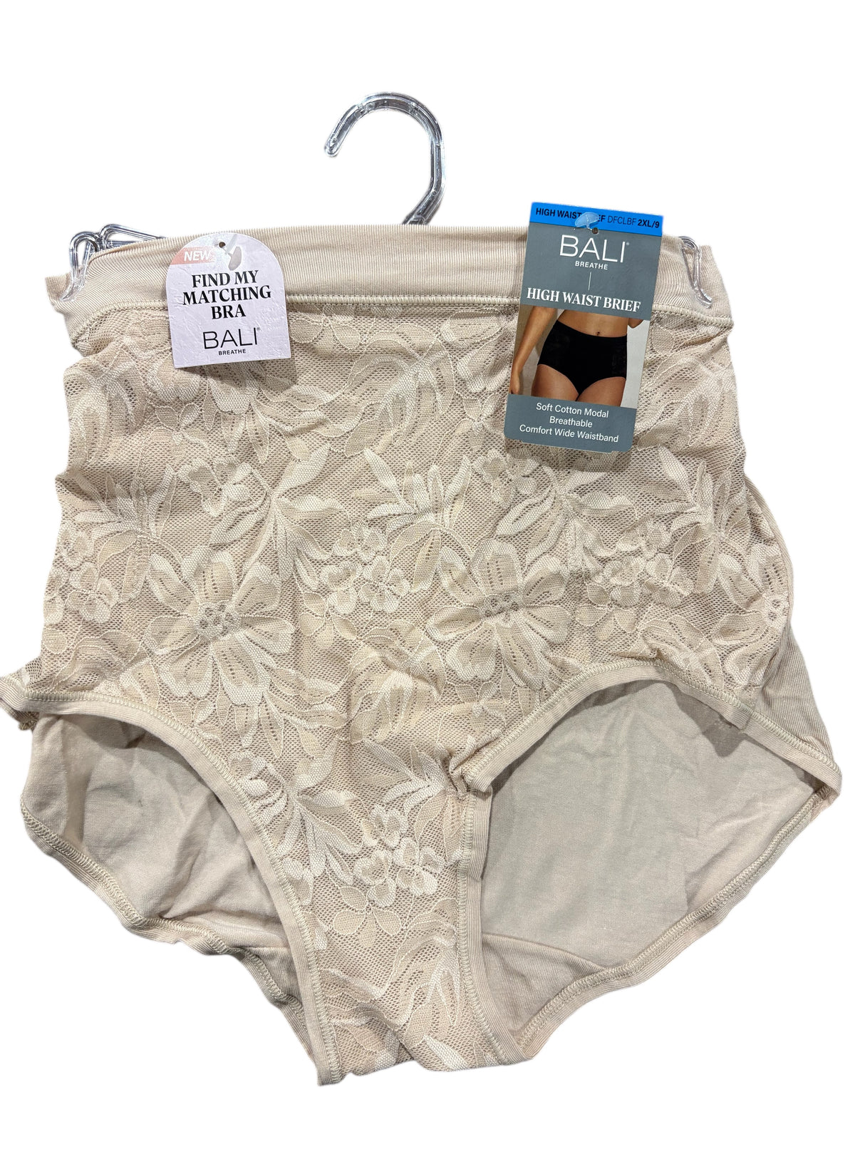 Bali, Soft Cotton, Wide Waistband, High Waist, Brief, Nude, 2XL