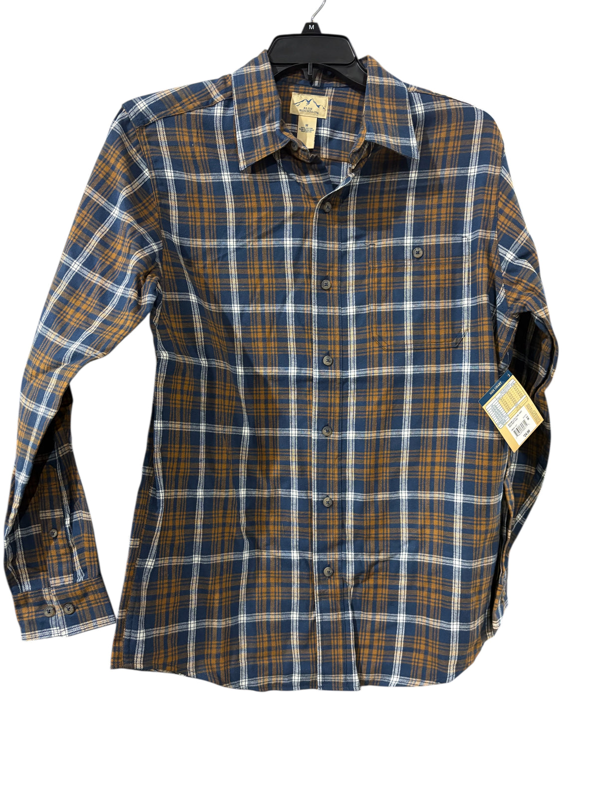 Blue Mountain, Men's, Flannel, Shirt, Gold/Navy/Plaid