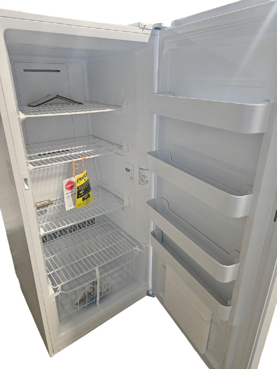 Midea 13.8 cu ft Upright Freezer White MRU14F2AWW STORE PICKUP ONLY - Freeman Liquidators