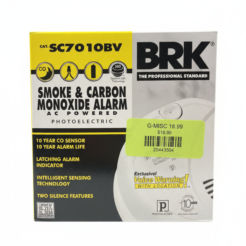 First Alert First Alert BRK SC7010BV Hardwired Talking Photoelectric Smoke and Carbon Monoxide (CO) Detector - Image 1