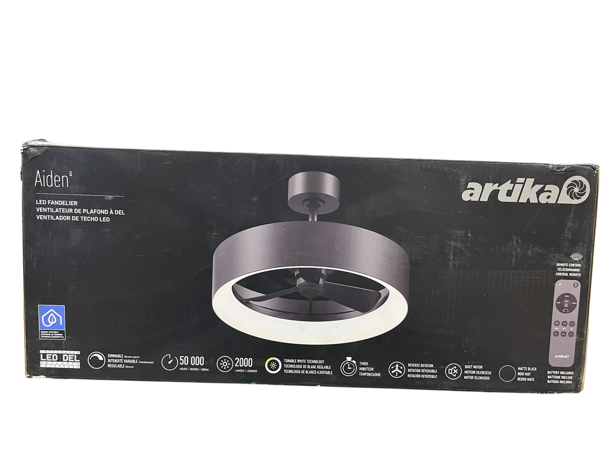 Artika, FAN-AIR-HD2BL, Aiden, LED Fandelier, 17.7in, Matte Black
