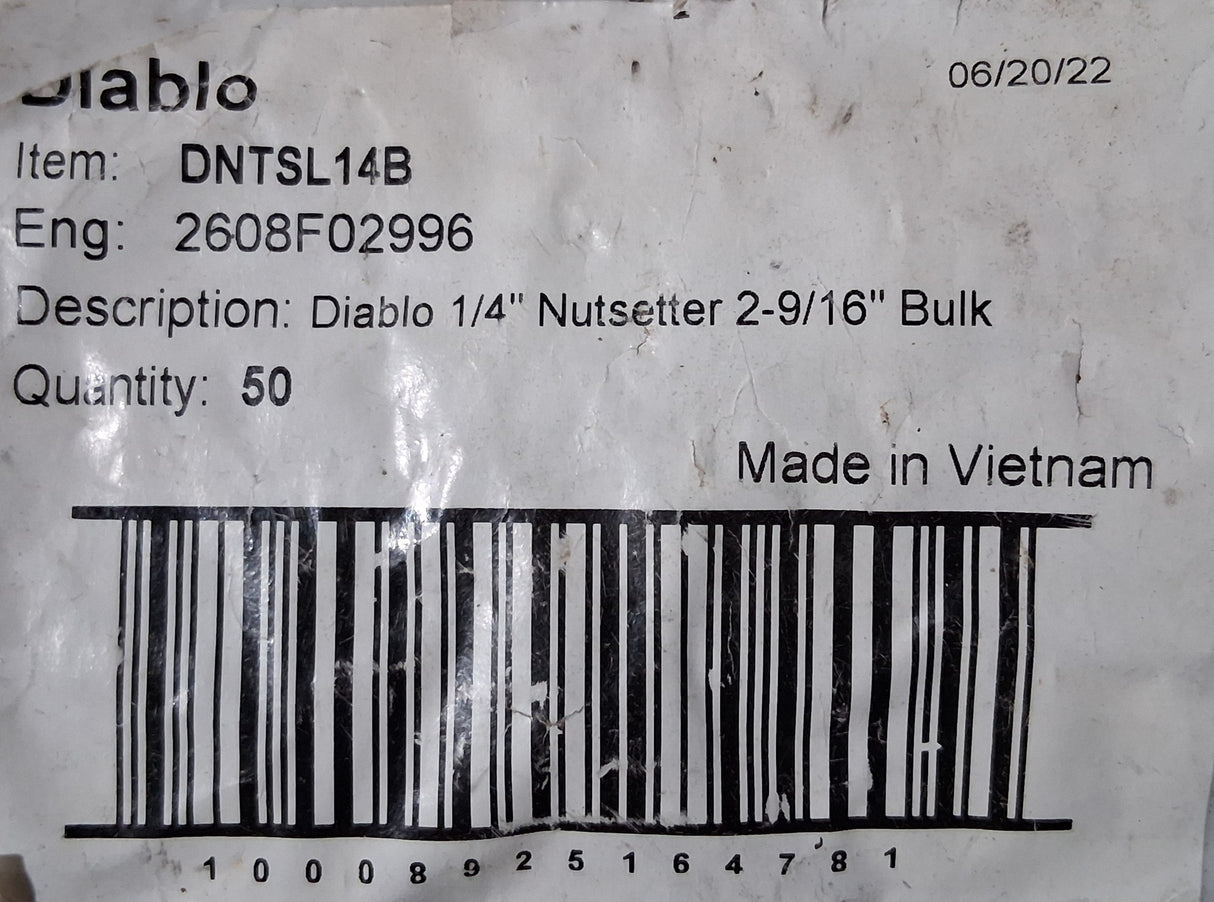 Diablo 1/4" Nutsetter 2-9/16" - DNTSL14B (Bag of 35)