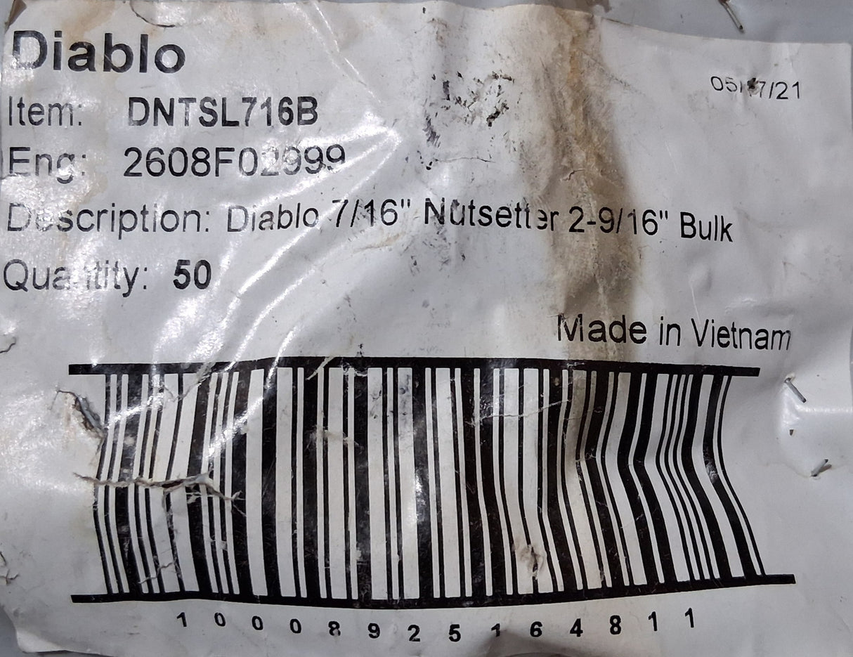 Diablo 7/16" Nutsetter 2-9/16" - DNTSL716B (Bag of 63)