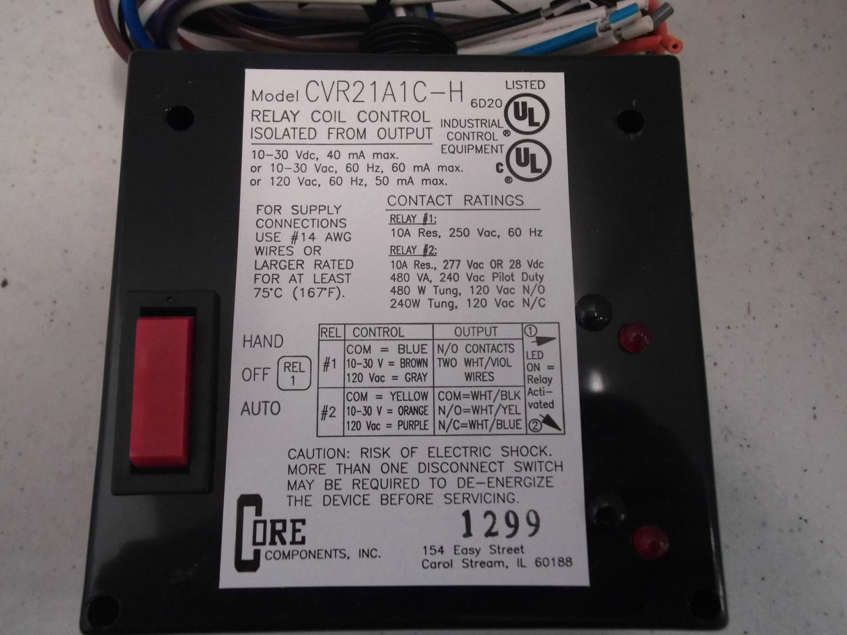 Core Components RELAY COIL CONTROL ISOLATED OUT 10-30VAC/DC/120VAC CVR21A1C-H