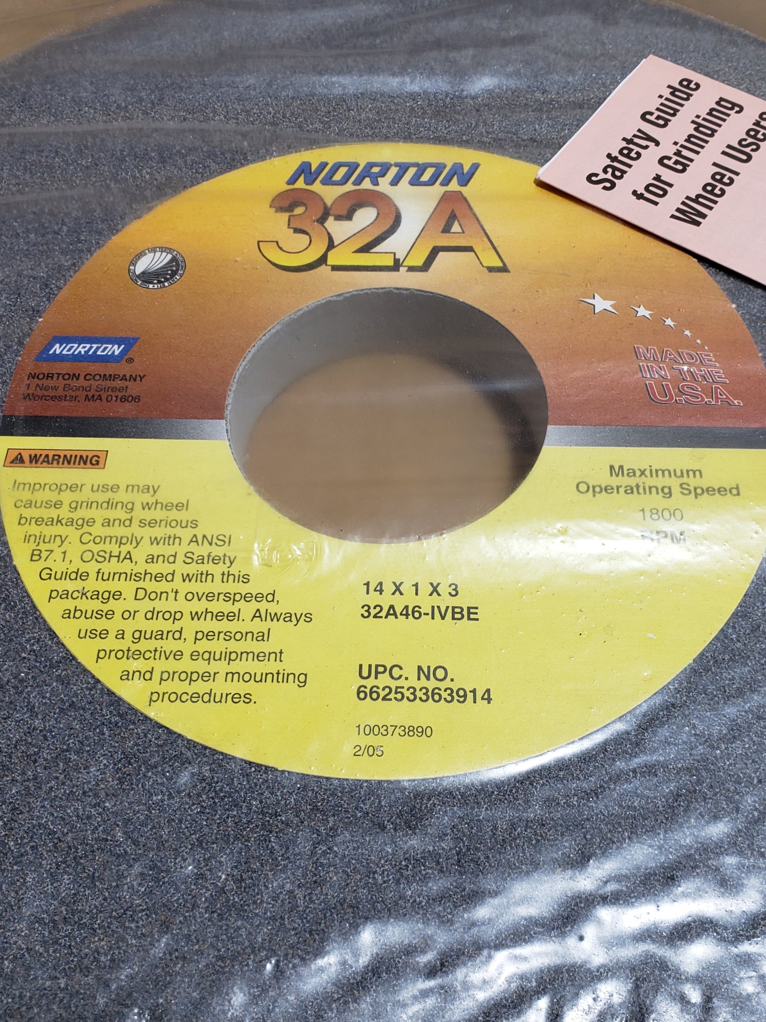 NORTON 66253363914 WHEEL DIAMETER, 3" HOLE SIZE 52-100-328 - FreemanLiquidators