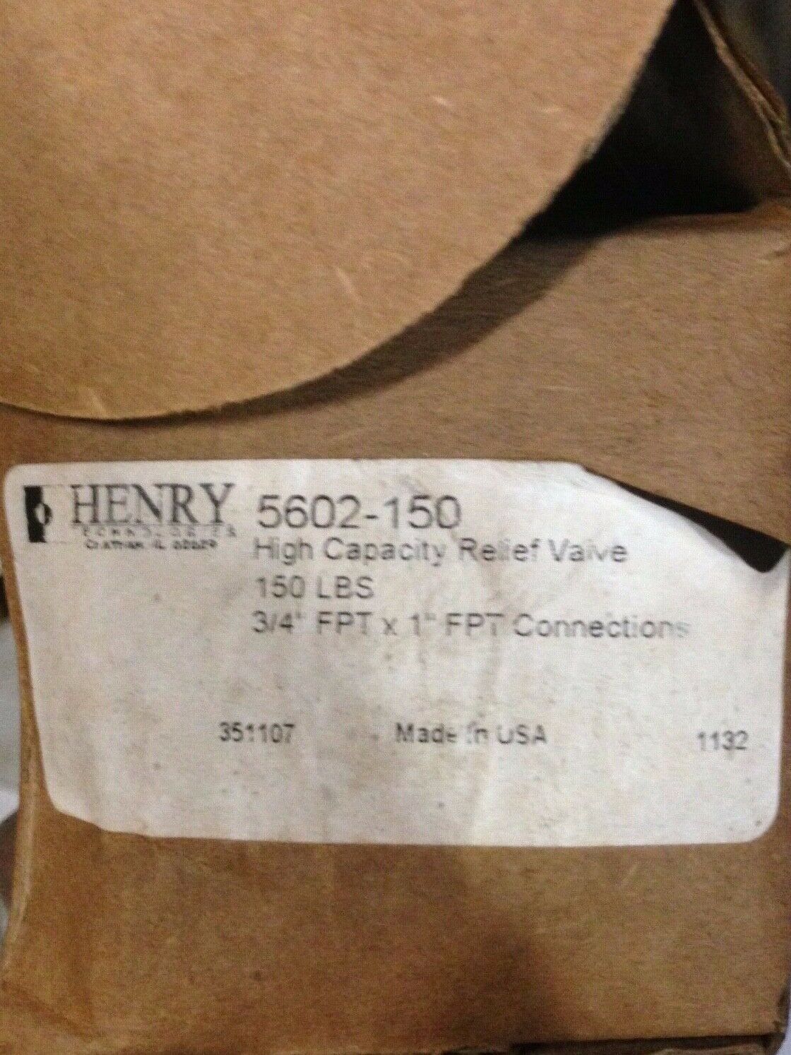 Relief Valve Refrigeration 150psi 3/4in 5602-150 Henry - FreemanLiquidators