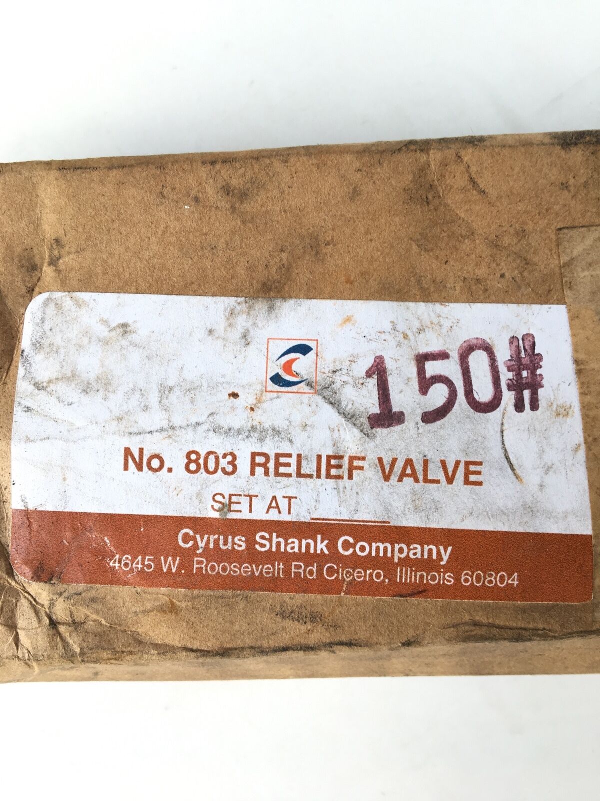 CYRUS SHANK COMPANY 803 RELIEF VALVE 1/2" INLET 150 PSIG *NEW* - FreemanLiquidators