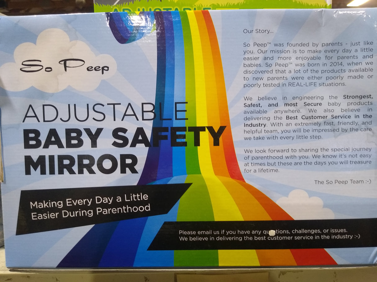 Shatterproof Baby Backseat Mirror for Car - View Infant in Rear Facing Car Seat - Newborn Safety With Secure Crash Tested Headrest Double-Strap - Essential Car Seat Accessories - FreemanLiquidators
