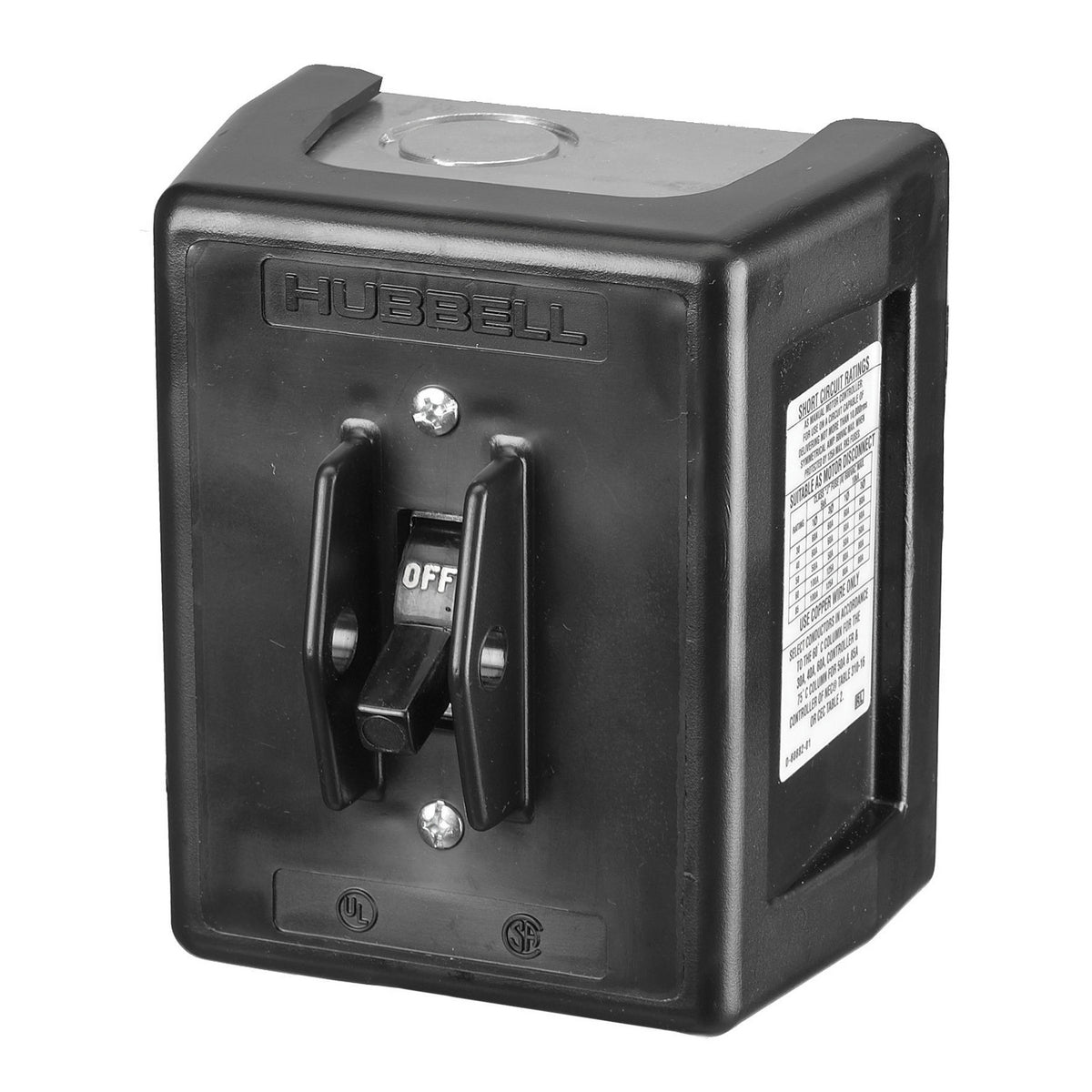 HUBBELL WIRING DEVICEKELLEMS HBL1389D Manual Motor Switch, 30A, 600VAC