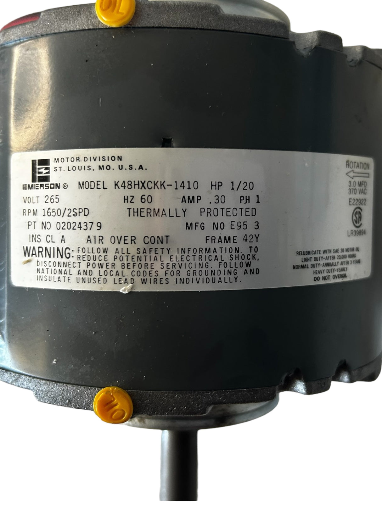 EMERSON, K48HXCKK-1410, MCQUAY, 02024379, 1/20HP, Motor - NEW IN BOX - FreemanLiquidators - [product_description]