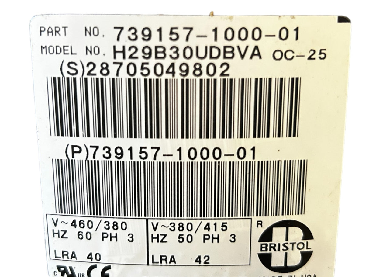 BRISTOL, H29B30UDBVA, MCQUAY, 067305601, R22, 460V, 29200BTU Compressor - NEW IN BOX - FreemanLiquidators - [product_description]