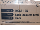 VISIONTRON, RETRACTA-BELT PRIME, 100SS1-BK, Barrier Post with Belt, Stainless Steel, Satin Stainless Steel, Sloped, 2 PK, Black Belt - FreemanLiquidators - [product_description]