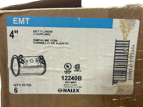 Halex, EMT 12240B, 4" Set Screw Coupling, 6pcs - FreemanLiquidators - [product_description]