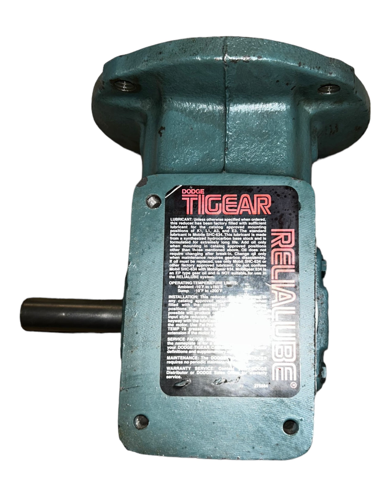 Dodge Tigear-2, 176Q15L56, Size 17 Standard Right Angle Worm Gear Speed Reducer, Quill Input, Solid A Shaft Output, 15:1 Gear Ratio - New NO BOX - FreemanLiquidators - [product_description]