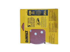 DEWALT DW4314 5-Inch 8 Hole 220 Grit Hook and Loop Random Orbit Sandpaper (25-Pack)