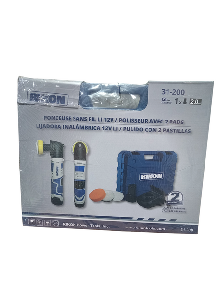 Rikon Power Tools 31-200 12V Lithium Cordless Sander & Polisher with 2 in. Pad