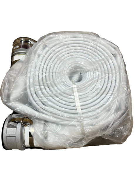 Water Discharge Hose, 4 in Hose Inside Dia., 50 ft Hose Lg, 125 psi, White, 4 in x 4 in Fitting Size - FreemanLiquidators - [product_description]