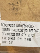 20 Pack Case of PACK-IT MATTRESS BAG COVER TWIN / DOUBLE 54" X 14" X 96" 1.6 MIL - FreemanLiquidators