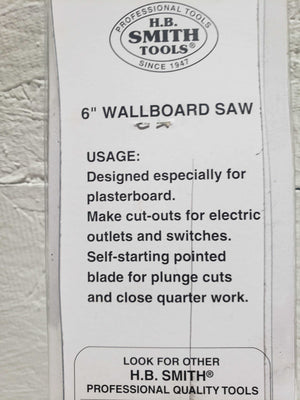 (12 - Pack) H.B. Smith GWL6CX Wall Board Saw, 6" - 1696-5992 - FreemanLiquidators