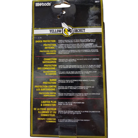 Yellow Jacket In‑Line GFCI — 2 ft. 12/3 SJTW Cord with Lighted Receptacle, Yellow - Image 2