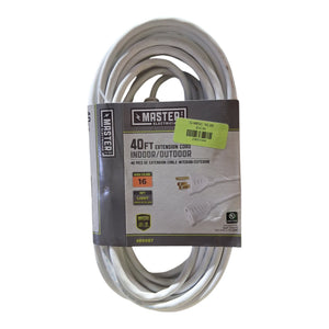 Master Electrician 02356-01ME 40 ft. White Round Vinyl Outdoor Extension Cord - Image 1