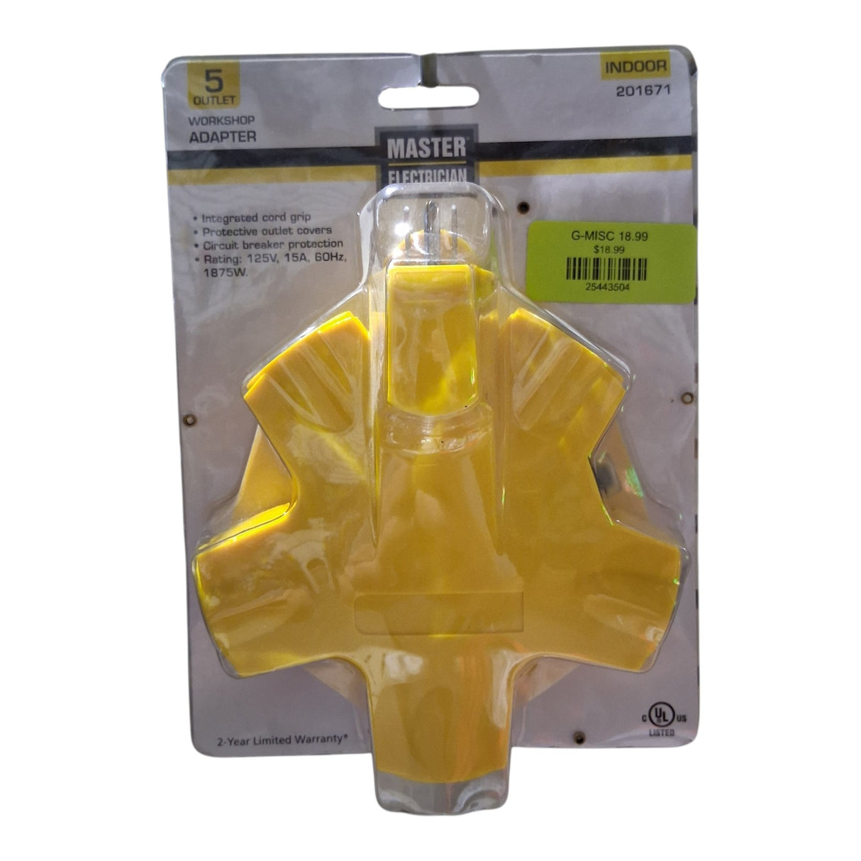KAB ENTERPRISE CT-043 ME ME YEL 5Out Ind Adapter, Yellow - Image 1