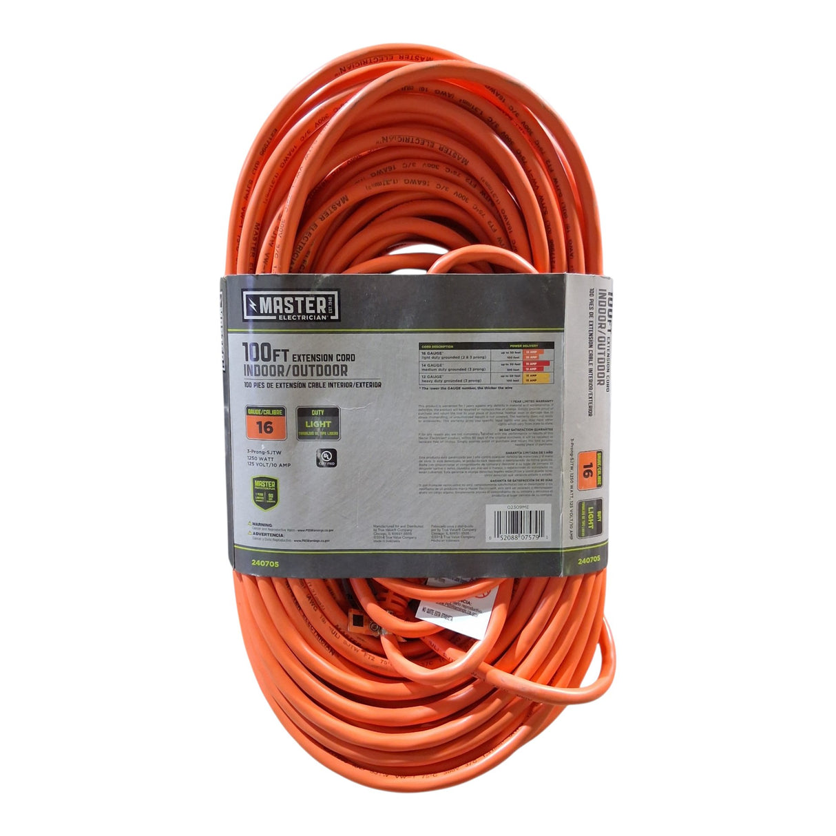 Master Electrician 02209ME 100-Feet Round Vinyl Extension Cord, Orange - Image 2