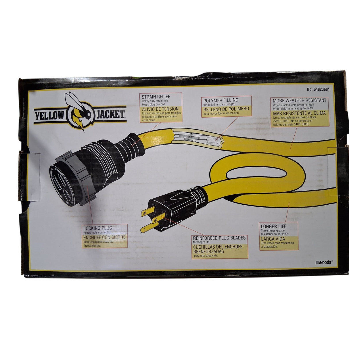 Yellow Jacket 100 ft. 12/3 SJTW Outdoor Heavy‑Duty Lock Jaw Extension Cord - Image 2