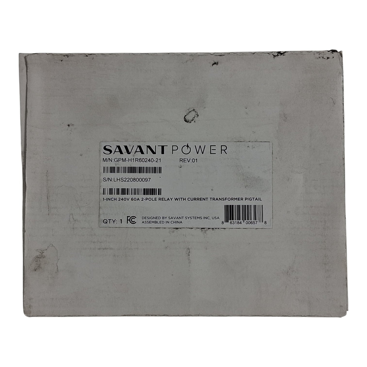 SAVANT 1" 240V 6A 2 POLE RELAY W/ CURRENT TRANSFORMER PIGTAIL GPM-H1R60240-21 - Image 1
