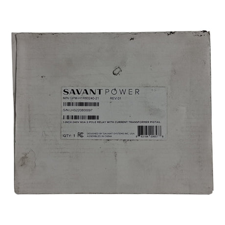 SAVANT 1" 240V 6A 2 POLE RELAY W/ CURRENT TRANSFORMER PIGTAIL GPM-H1R60240-21 - Image 1