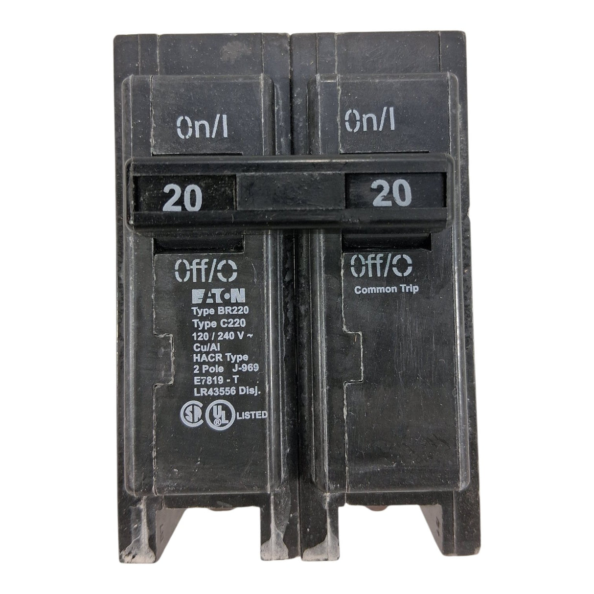 Eaton BR220 — 20A 2‑Pole Plug‑On Circuit Breaker, 120/240V - Image 2