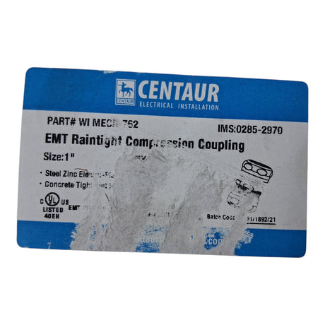 Centaur WI MECR‑762 — 1" Raintight EMT Compression Coupling (20‑Pack) - Image 1