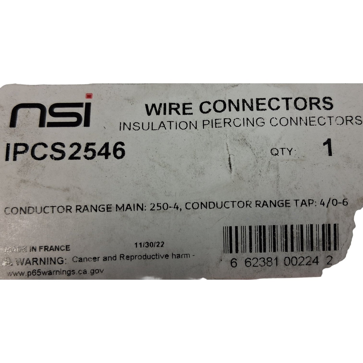NSI IPCS2546, Insulation Piercing Splicing Connector, 250–4 AWG Main / 4/0–6 AWG Tap - Image 1